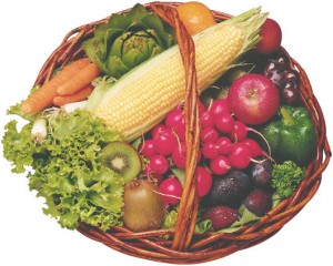 Basket of fruit and vegetables