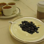 Breakfast bowl of yogurt and blueberries