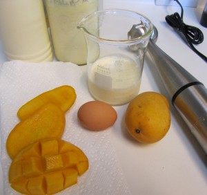 Ingredients for mango smoothie