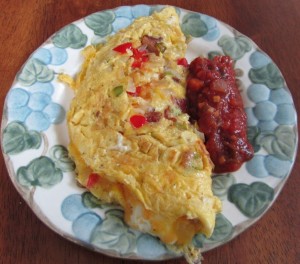Omelet with goat cheese