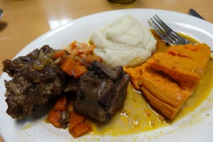 Grassfed oxtail with creamed cauliflower and carrot soufflee