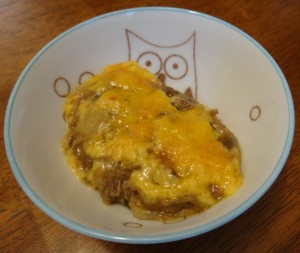 Owl bowl of lentils with cheese