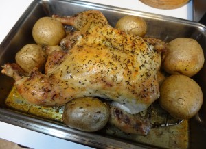 sThyme-roasted chicken with potatoes