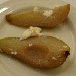 Poached Pears with honey goat cheese