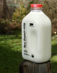 Gallon bottle of raw milk